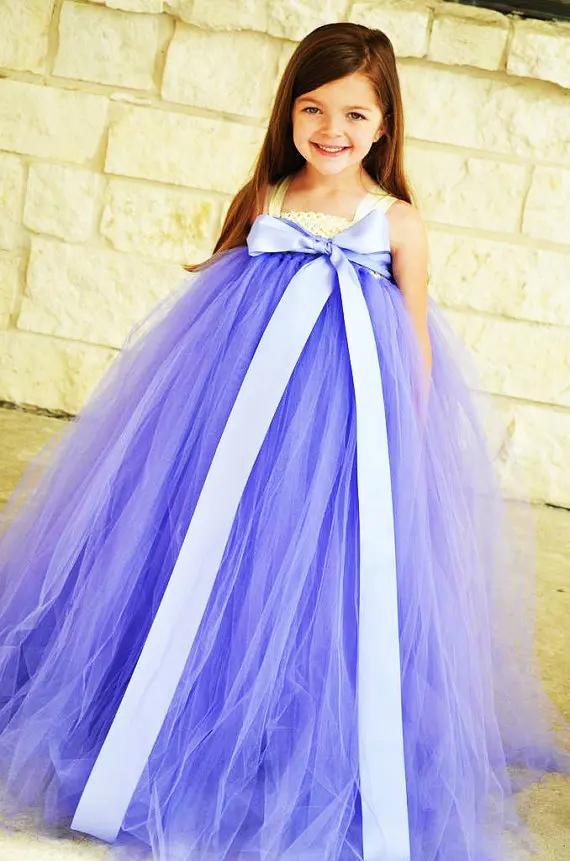 The girl Handmade blue gauze dress flower girl dress bra TUTU dress