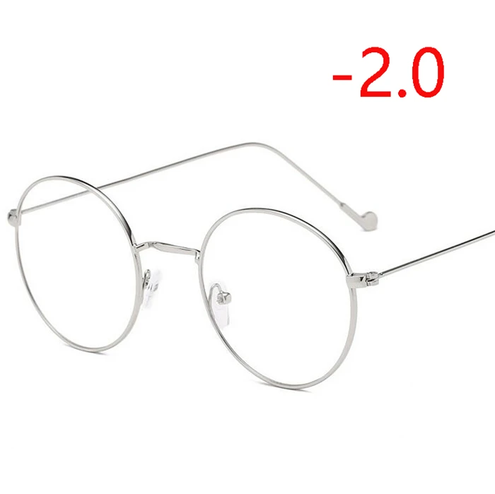 Круглые металлические женские очки оправа с градусом мужские ультралегкие готовые очки для близорукости-0,5-1,0-1,5-2,0-2,5-3,0-3,5-4,0 - Цвет оправы: Myopia 200