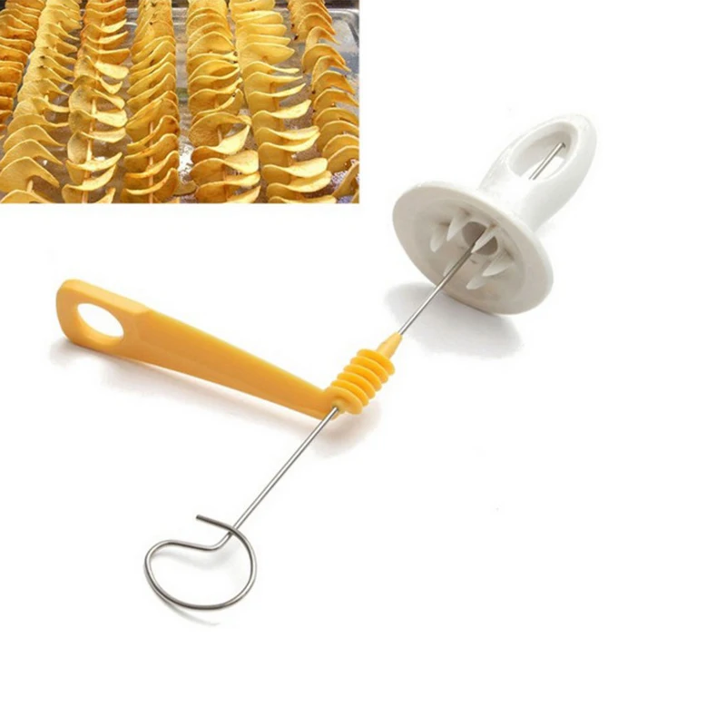 TUUTH 1PCS 3 String Rotate Potato Slicer Stainless Steel +Plastic Twisted Potato Slice Cutter Spiral DIY Manual Creative4