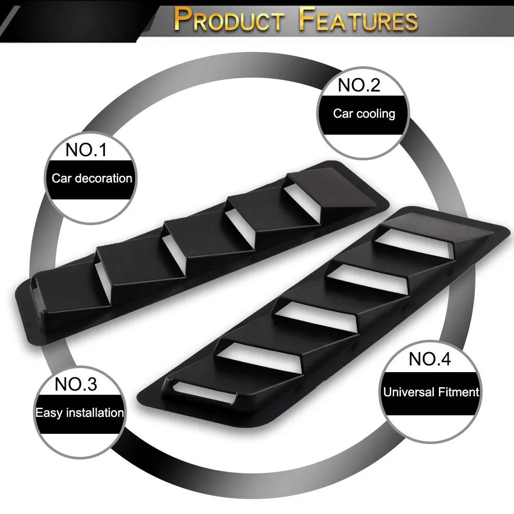 Универсальный декоративный капот вентиляционные отверстия пара воздухозаборник Совок капота жалюзи спойлер отделка ABS черный 16," x 4,5" SSW007