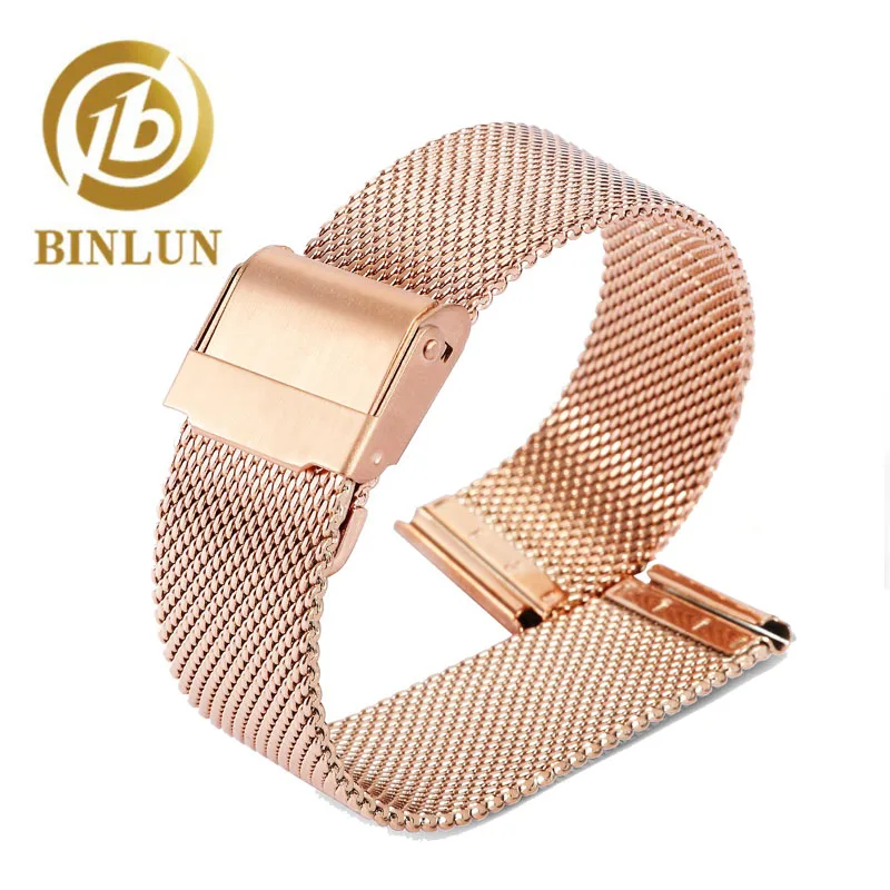 

BINLUN 16mm 18mm 20mm 22mm Universal Milanese Watchband Quick Release Watch Band Mesh Stainless Steel Strap Wrist Belt Bracelet
