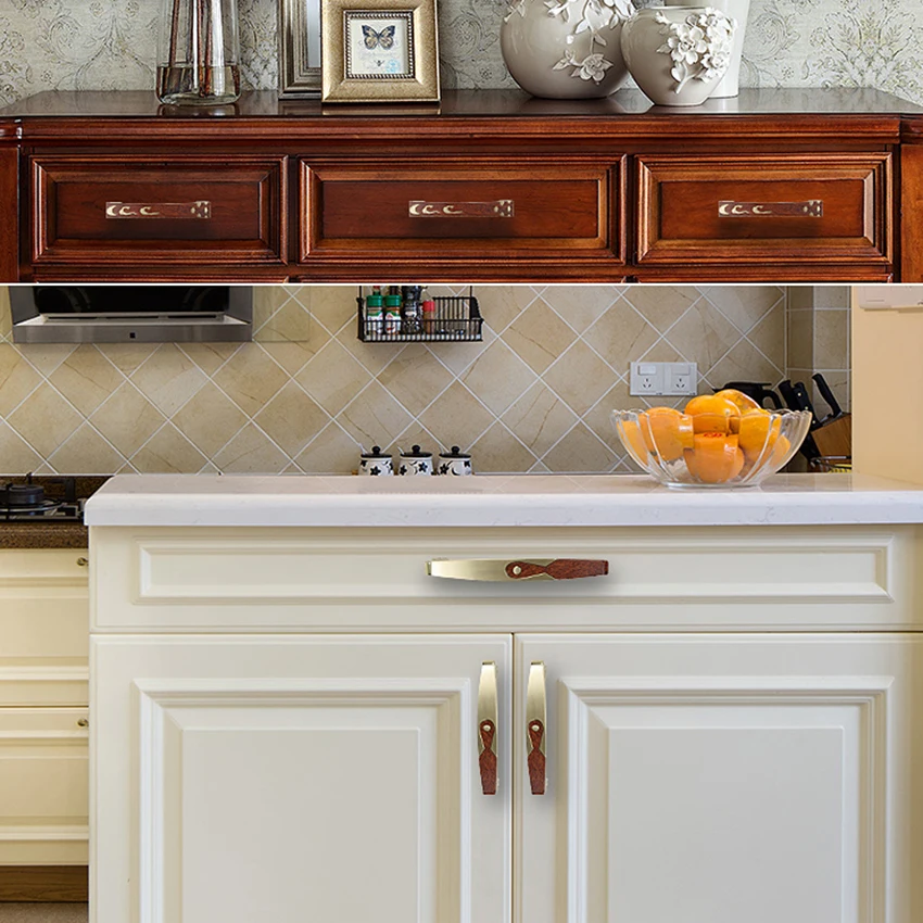 Modern Wood Pattern Door Handles Furniture Hardware Wardrobe