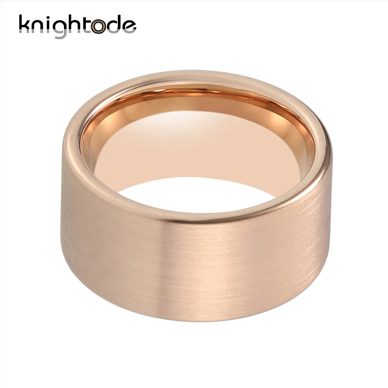 12 мм, розовое золото, вольфрам, карбид, кольцо для большого пальца для мужчин и женщин, плоская полоса, матовая отделка, удобная посадка