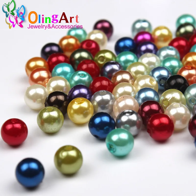 OlingArt 2019 Новинка 8 мм 100 шт./лот Круглые разноцветные акриловые бусины с имитацией