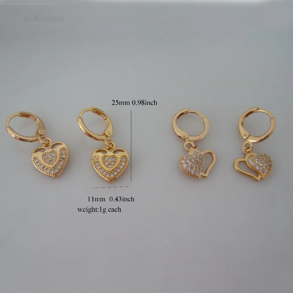 Foromance Yellow Gold Gp Overlay Dangle Tall 0 98 Earring Heart Shaped With Stones Great Design Stud Earrings Aliexpress