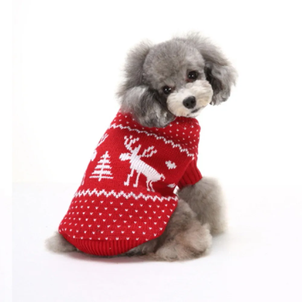 1 шт. S/M/L/XL/XXL принт с рождественским лосем Собака Щенок Высокий воротник Печать теплая одежда верхняя одежда свитер Одежда для животных#0807