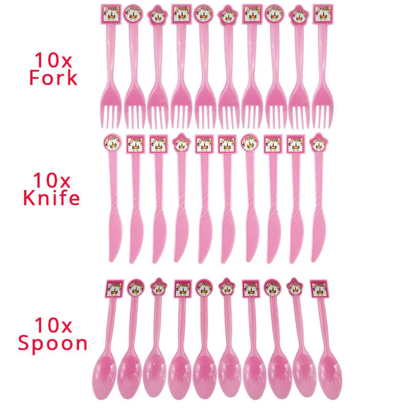 Единорог вечерние наборы Розовый Единорог пластины салфетки под чашки торт топперы для девочек День Рождения украшения детский душ гирлянды - Цвет: spoon fork knife