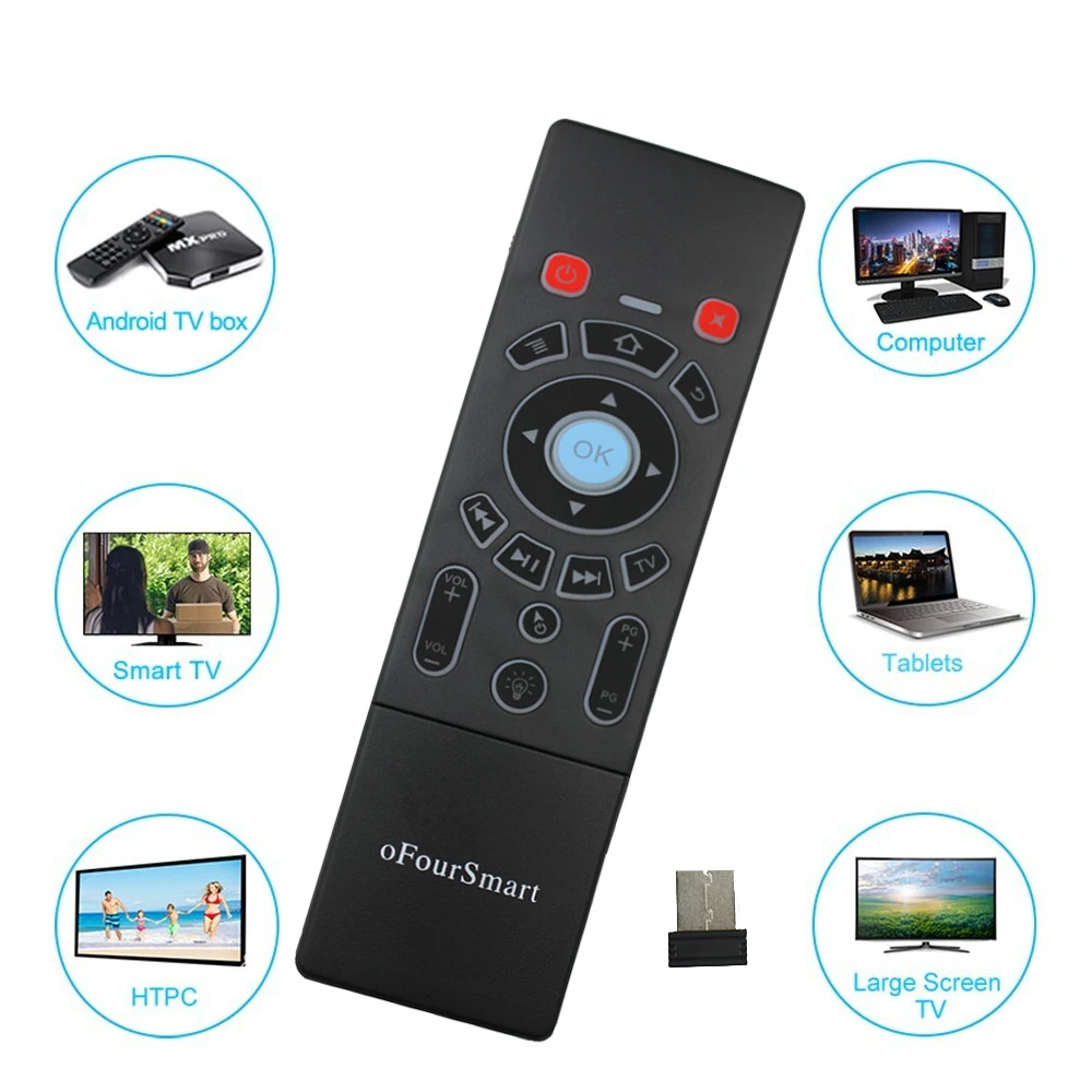 Fly Air mouse T6-L 2,4 ГГц Беспроводная мини клавиатура Blacklight и тачпад для Android tv Box V 88 ноутбук IP tv T6-L дистанционное управление