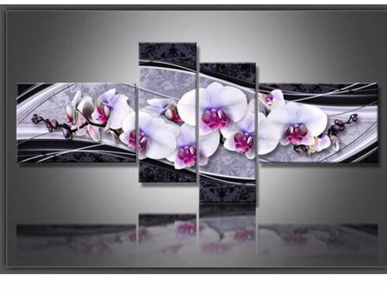 

4pc DIY 5D Diamond Embroidery Flower orchid Cross Stitch Diamond Painting Home Decorative Gifts Fashion Needlework