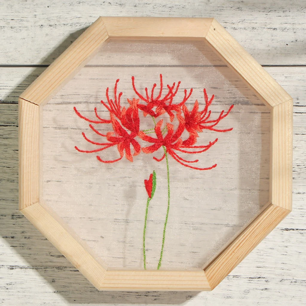Hand Embroidery Cross Stitch Starter Needlepoint Crafts Kit with Organza Cloth, Wooden Hoop, Threads and Tools Kit