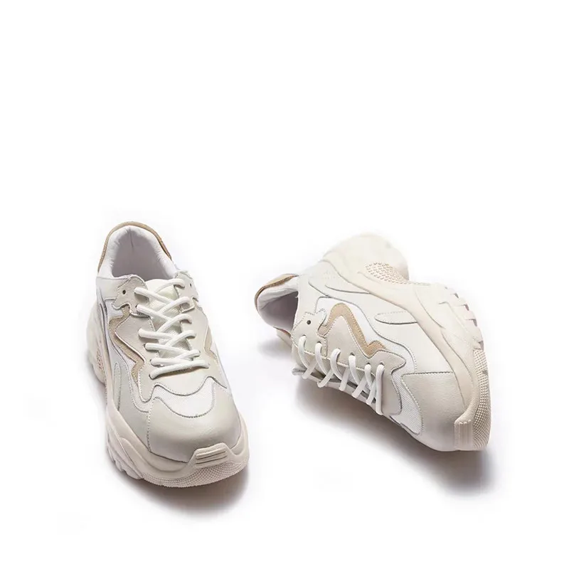 Deporte Cuero Vulcanizados Papá Zapatos La Moda Genuino Apricot De Zapatillas Delivr Plataforma Mujeres Mujer Las Plataformas q80OnngT
