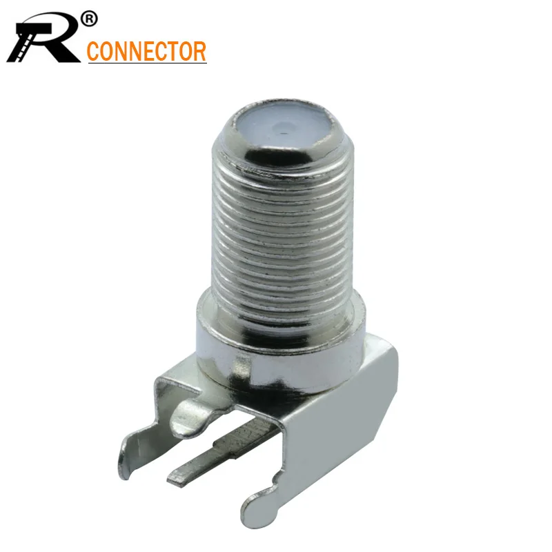 

Metal CATV Cable TV Socket Connector On PCB Right Angle Female F Connector F Female Right Angle Solder PCB Mount