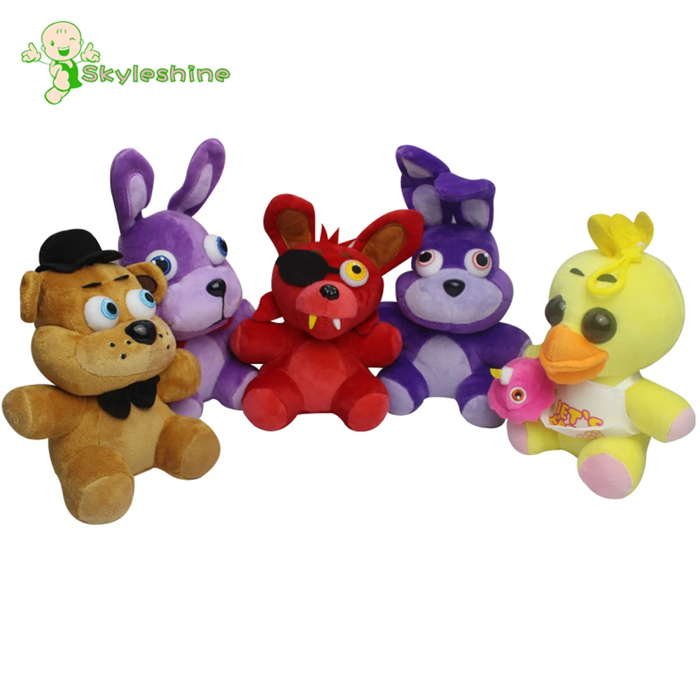 

Skyleshine 18&25 cm Five Nights At Freddy's 4 FNAF Freddy Fazbear Bear Foxy Bonnie Chica Stuffed Plush Toys Bay Gift ML0179