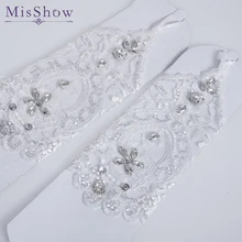 Специальное предложение без пальцев Стразы Блестки перчатки с бусинами свадебные белый короткий цвет слоновой кости кружева свадебные перчатки свадебные аксессуары