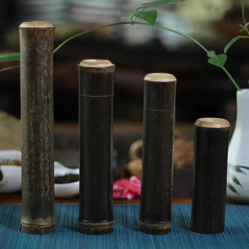 Natural Bamboo Tea Storage Box Portable Storage Box Carry Tea Canister
