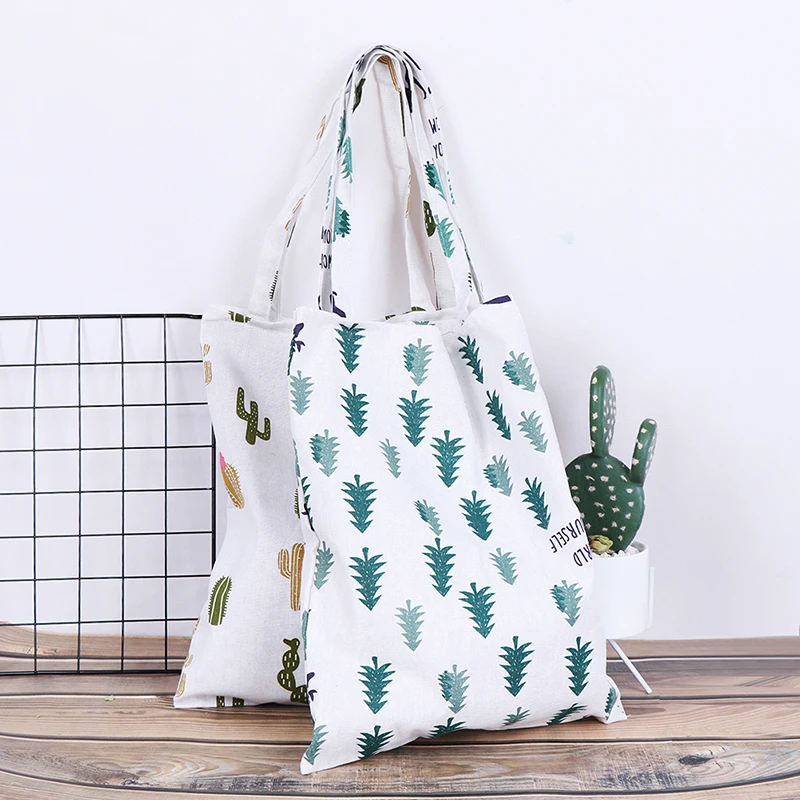 Cotton Linen Eco Shopping Tote Shoulder Bag Print Small Mini Blue Fish L73 S 