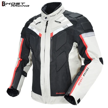 

GHOST RACING Waterproof Motorcycle Armor Jacket Reflective Off-road Motocross Jacket Racing Riding Motorbike Protector Gear Neck