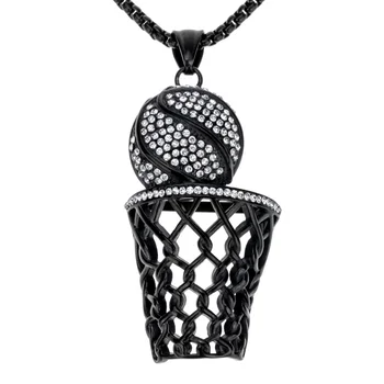 

Basketball necklace stainless steel for men women him her gold silver color pendant charm W chain jewelry gifts A041