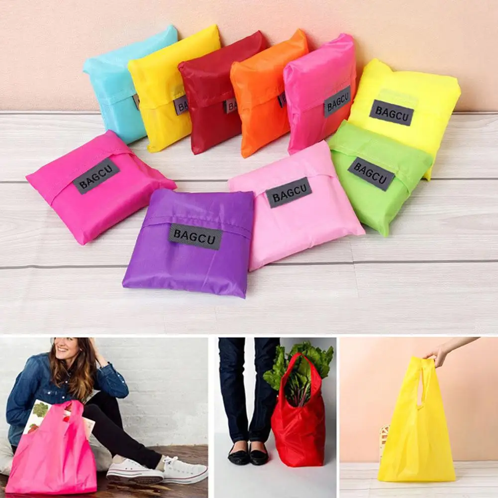 

Portable Folding Shopping Bag Large Capacity Tote Reusable Square Handle Handbag Storage Bags New