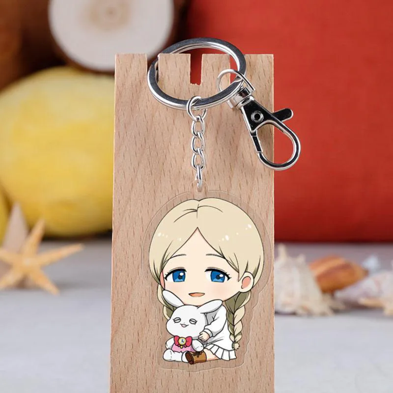 Anime The Promised Neverland Keychain Cartoon Figure Yakusoku No Neverland Acrylic Pendant Keyring