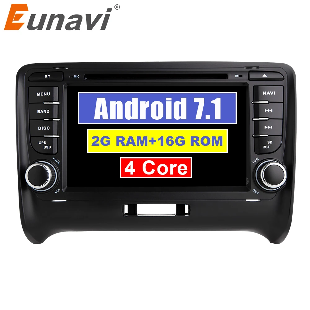 

Eunavi 2 Din Android 7.1 Car DVD Multimedia Player Autoradio GPS For Audi TT 2006-2014 Quad core 7 inch 1024*600 HD touch screen
