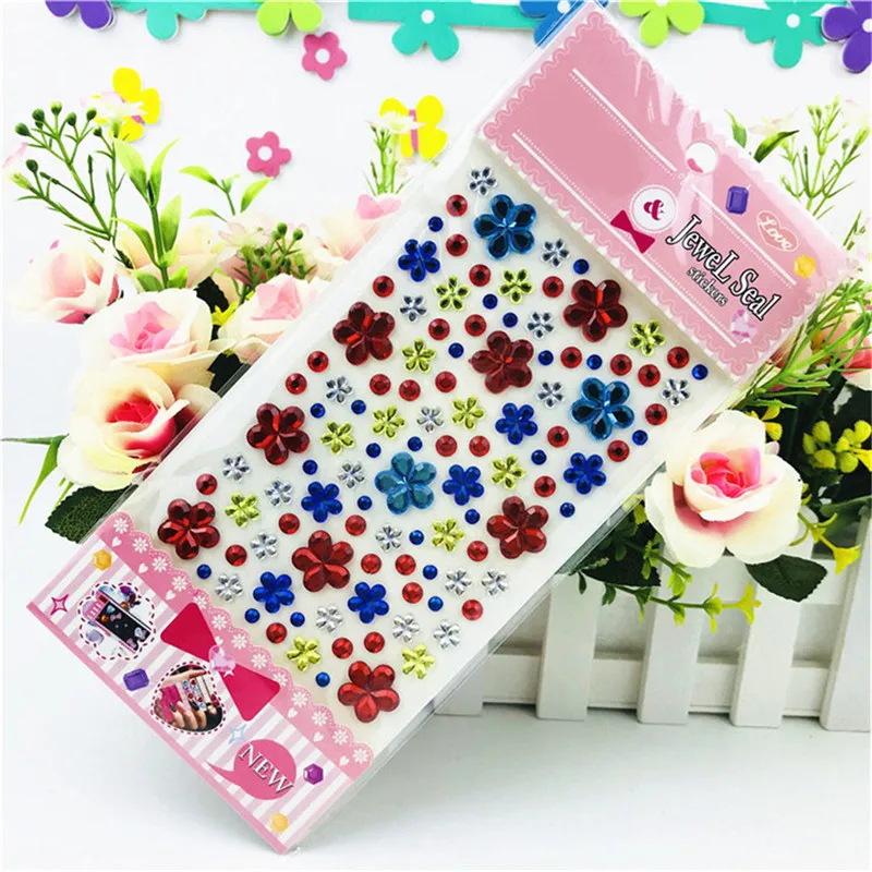 Flower Crystal Gems Jewel Diamond Sticker Rhinestone Strip Scrapbooking