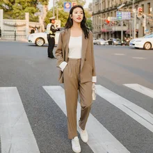 Set female 2019 autumn new casual fashion suit jacket elegant temperament trousers wild solid two-piece suit