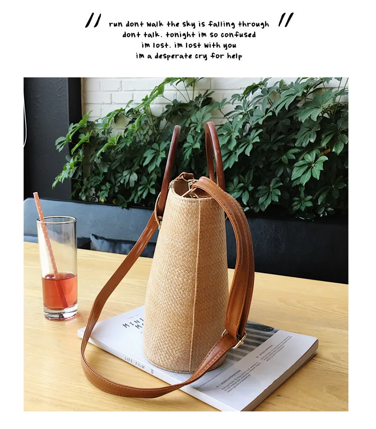 Новая дизайнерская женская сумка, летняя пляжная сумка из ротанга, плетеная ручная работа, вязаная соломенная Большая вместительная сумка, женская сумка на плечо в богемном стиле
