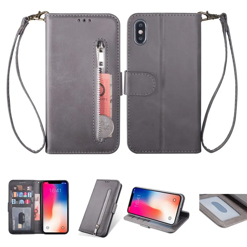 Flip Leather Wallet Case Cover Imitation Cowhide Zipper Card Slot For iPhone 13 12 11 Pro Max XR XS MAX X 6 6S 7 8 Plus SE2020 11 phone case