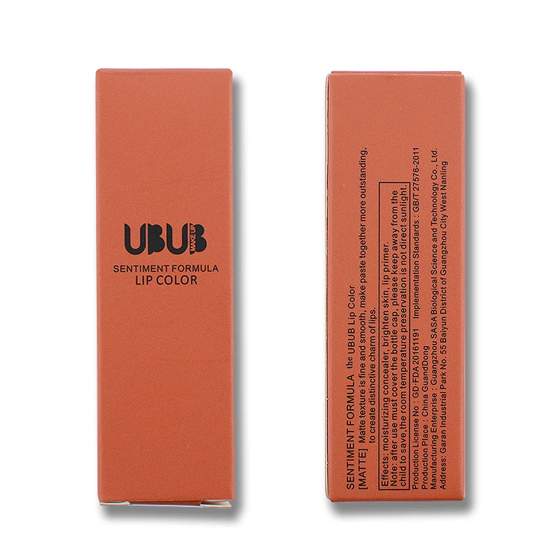 UBUB Matte Lipstick Moisturizer Smooth Long Lasting Charming Lips Makeup Pumpkin Color Lip Stick Cosmetic Beauty Makeup
