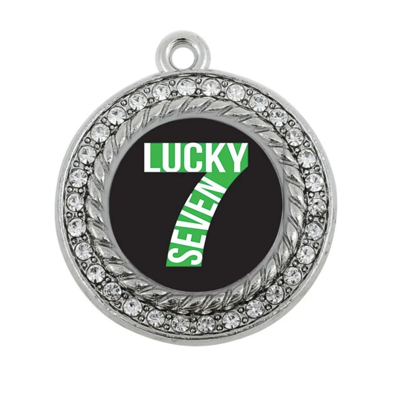 LUCKY SEVEN CIRCLE SQUARE CHARM antique silver plated jewelry | Украшения и аксессуары