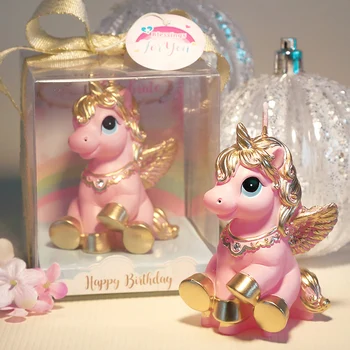 

(Pack Of 10 Candles ) Horse Shaped Smookless Candle Unicorn Candle Cake Topper Baby Shower Baptism Party Favor Children Gift