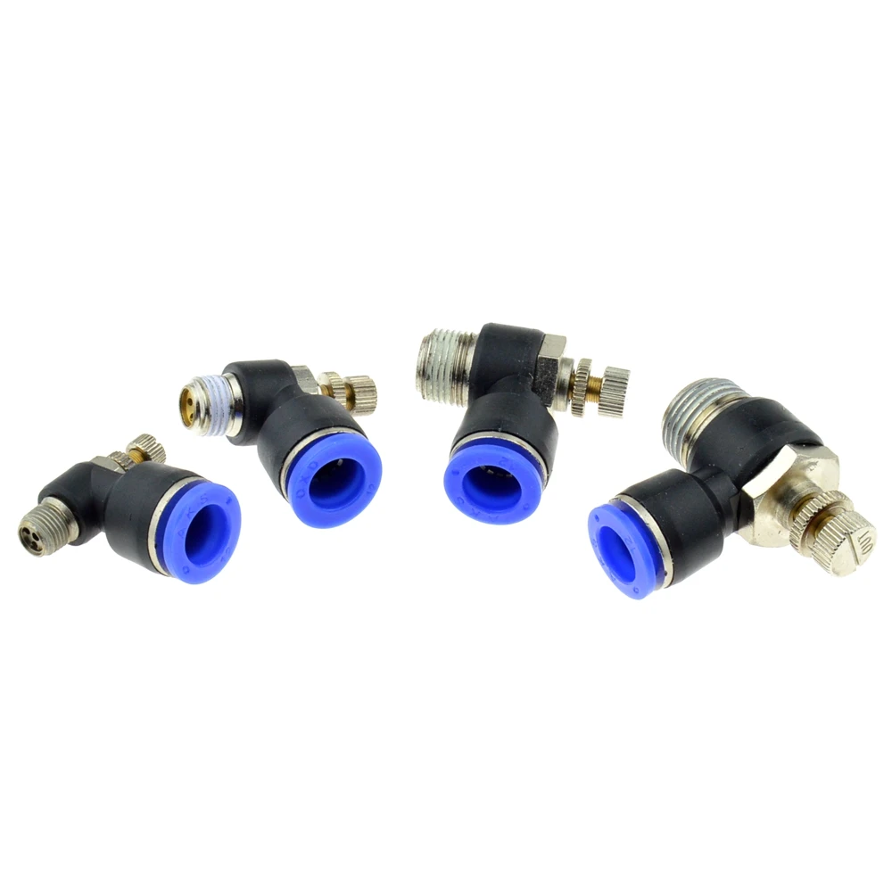 Pneumatic Air Speed Regulator 12mm OD Hose Tube Push 1/4BSPT 1/8 1/2 3/8PT Male Thread Gas Flow Control Valve Quick Fitting 3 pcs inline airflow control 12mm x 12mm push in quick connecter 2 way flow limiting pneumatic valve speed controller