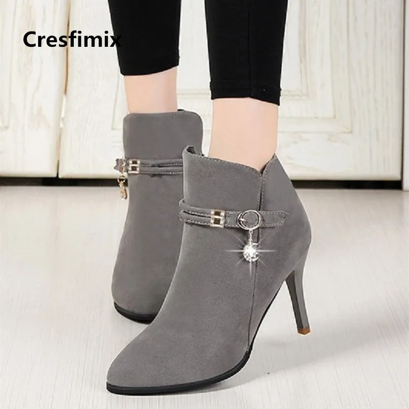 Goede Cresfimix botas feminina vrouwen schattige pu leer zwart wees teen herfst hoge hak laarzen dame casual europese rode laarzen a4006