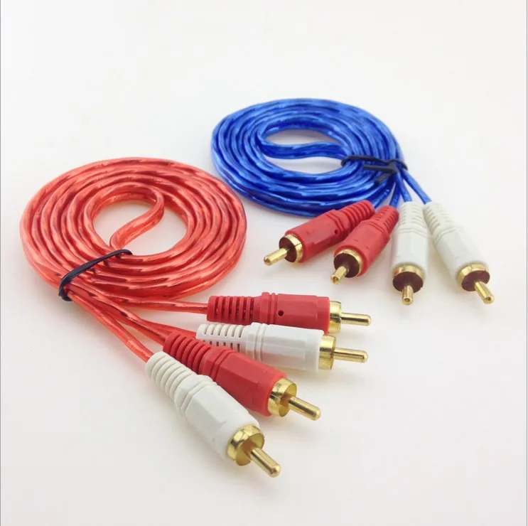 1PC Good Quality 2RCA Male to 2RCA Male Audio Video Extended AV Cable Cord For DVD HDTV Speaker Phone Plugs 1.5M