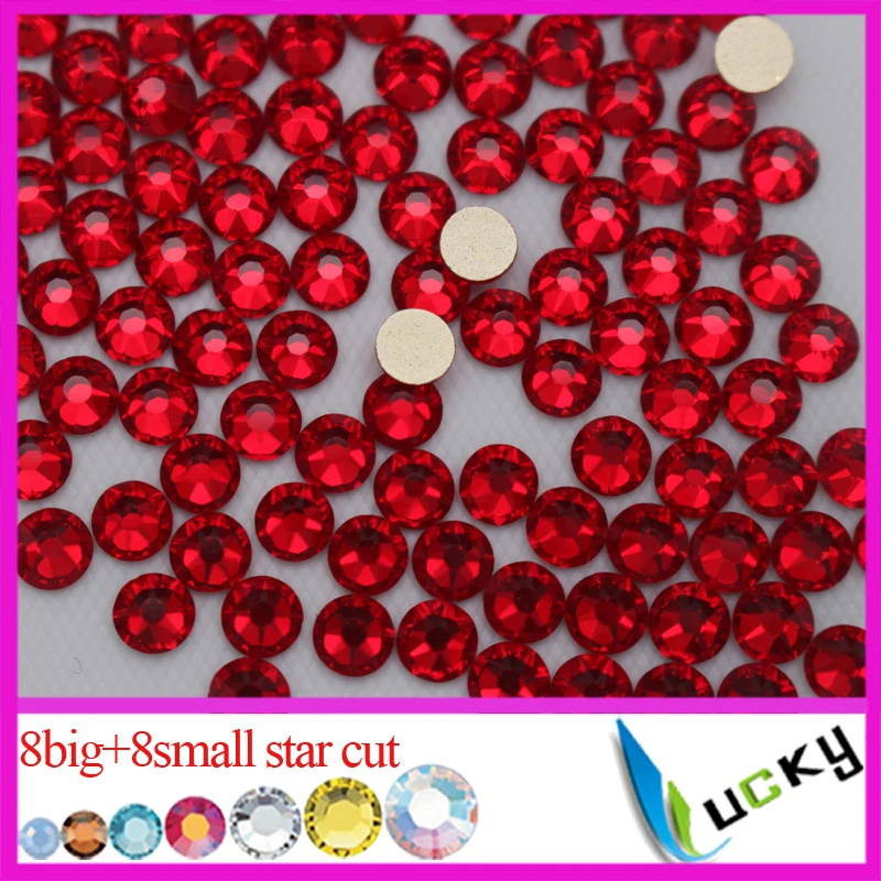 

1440pcs ss20 Top quality Newest design 8 big 8 small star cut crystal Flat back non hotfix rhinestones Super shiny nail strass