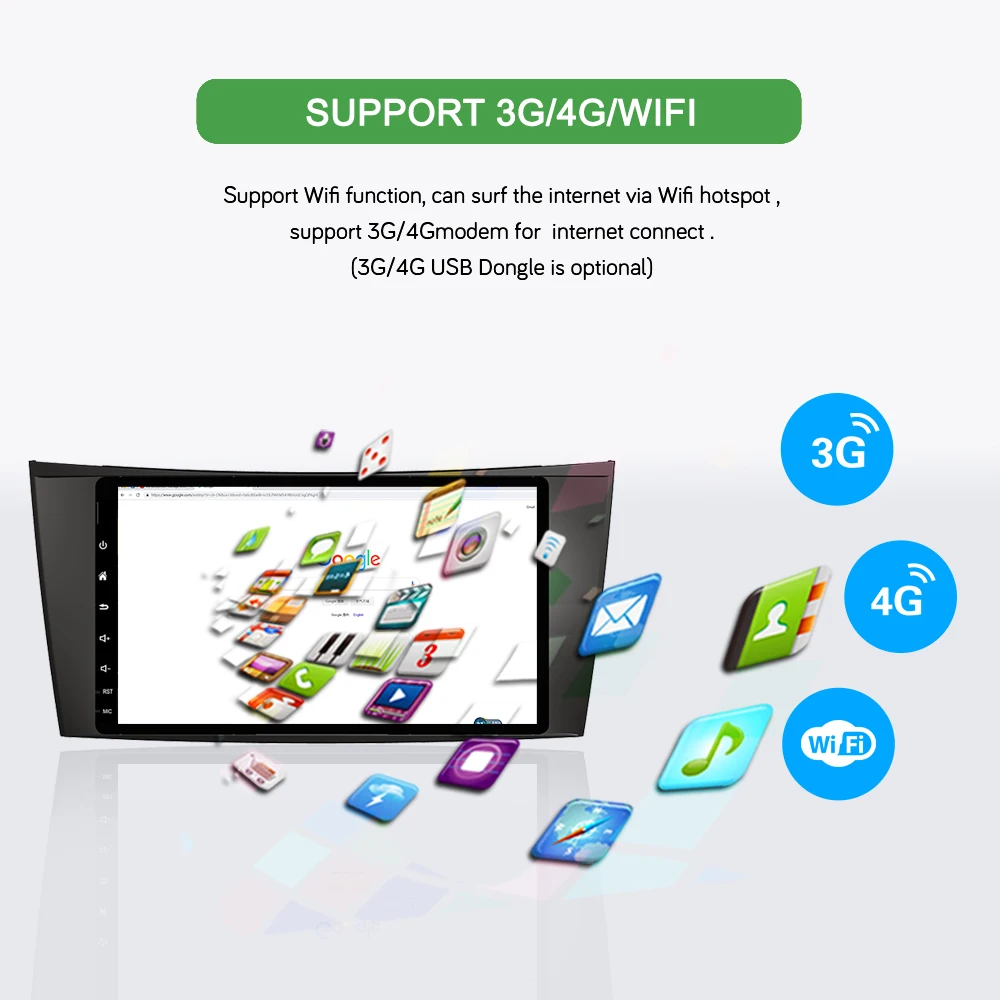 Top BONROAD Android Car Multimedia Player Stereo For For Mercedes/Benz/E-Class/W211 W219 W463 CLS350 CLS500 CLS55 E200 E220 E240 E27 12