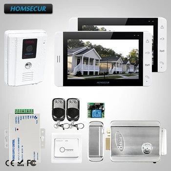 

HOMSECUR 7" Video Door Phone Intercom System Electric Lock+Keys :1C2M+L3:TC011-W Camera(White)+TM703-W Monitor (White)+Lock