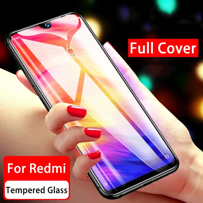 

full cover tempered glass on Xiomi Redmi 7 protective glass for Xiaomi Redmi Note 7 Pro Note7 7pro Redmi7 screen protector films