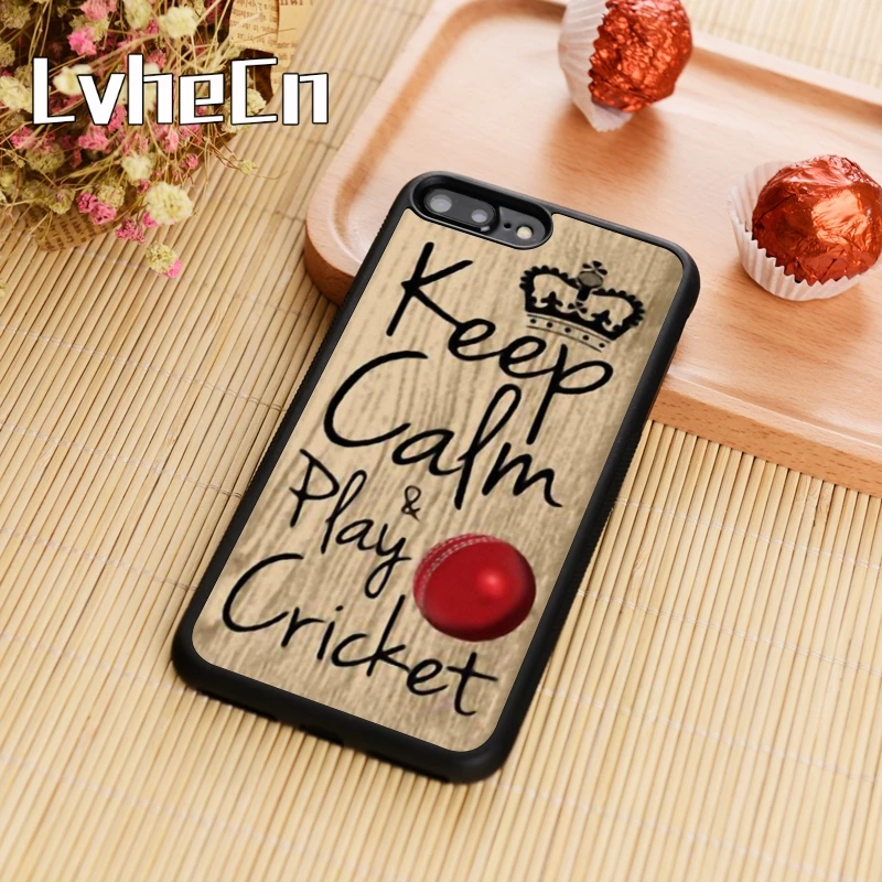 

LvheCn Keep calm & play cricket phrase ball sport Phone Case Cover For iPhone 5s SE 6 6s 7 8 plus 10 X Samsung Galaxy S6 S7 edge