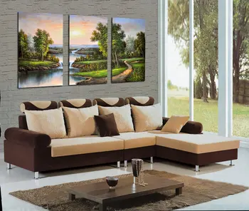 

3 Panels Landscape Trees and Rivers Canvas Prints Painting Abstract Picture Home Decoration Canvas Art for Living Room Wall
