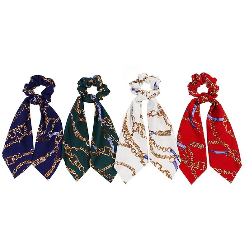 

Print Ponytail Scarf Bow Elastic Hair Rope Tie Scrunchies Printed Charms Lady Hot Sale Women Ribbon Hair Bands