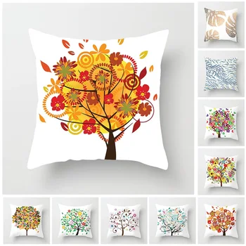 

Fuwatacchi Happy Tree Cushion Cover for Sofa Life Tree Decorative Pillows Cover Colorful Flowers Butteryfly Cushion Covers 2019