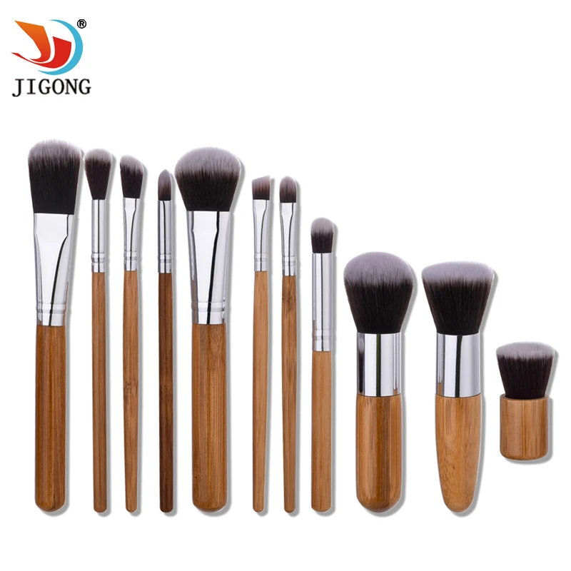 

11pcs Natural Bamboo Professional Makeup Brushes Set Foundation Blending Brush Tool Cosmetic Kits Makeup Set Brusher