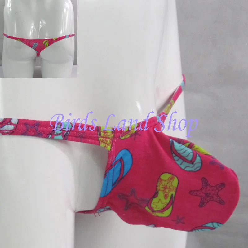 Mens Pouch Thong Bulge Enhancer Low Rise T Back G403C Sandals prints |