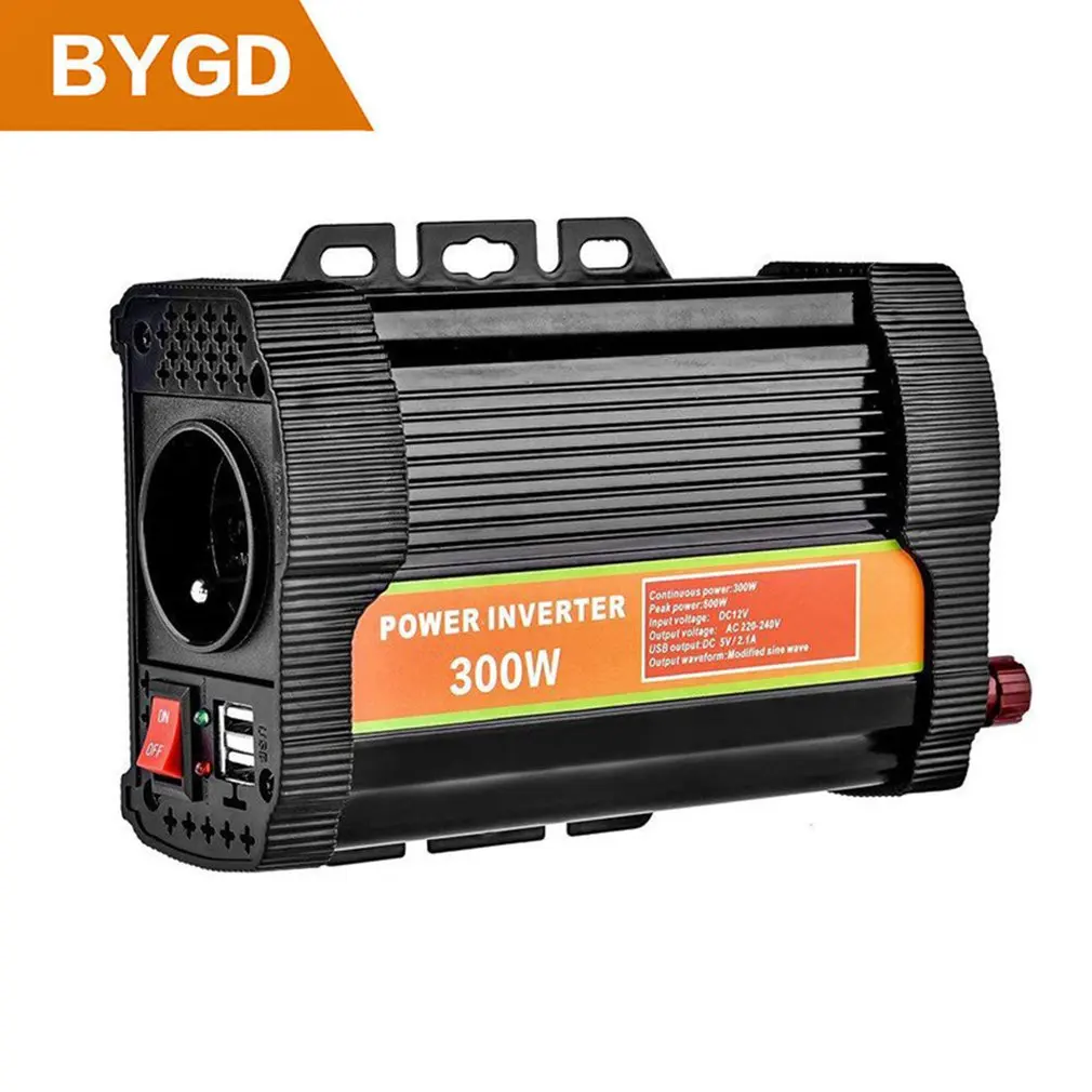 

BYGD 300W 12V to 220V Car Solar Power Inverter Dual USB Voltage Transformer Modified Sine Wave Power Inverter