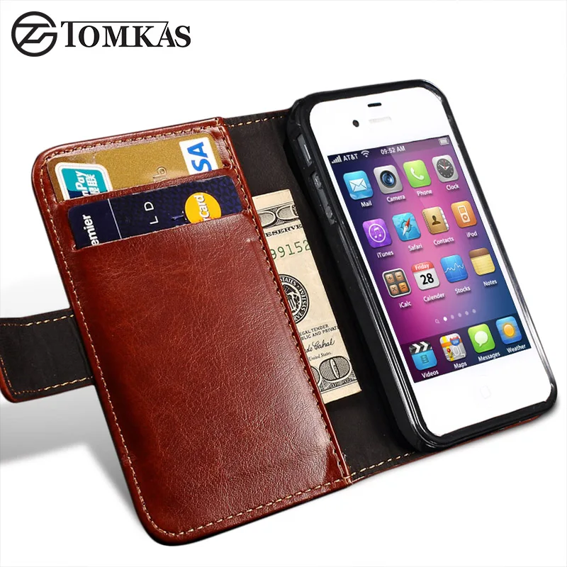 Aliexpress.com : Buy TOMKAS 4S Flip Wallet PU Leather Case For iPhone 4 4S Cover Vintage Coque