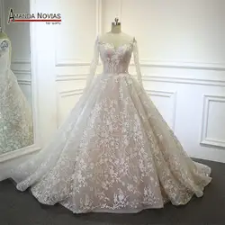 Vestido de noiva реальные фотографии Аманда Noivas роскошное бальное платье уникальный кружево свадебное платье 2019