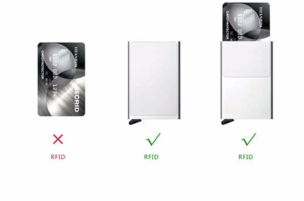Модный двойной металлический ID кредитный держатель для карт RFID Блокировка Натуральная Кожа Визитница Кошельки Hasp мини кошелек