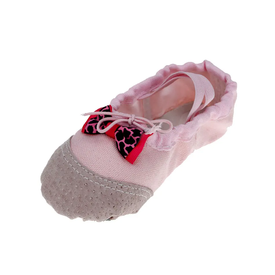 MSMAX B135 Split Joint Butterfly-knot Children Shoes Girls Dance Shoes Soft Ballet Latin Shoes Ballet Flats Practice Yoga Shoes
